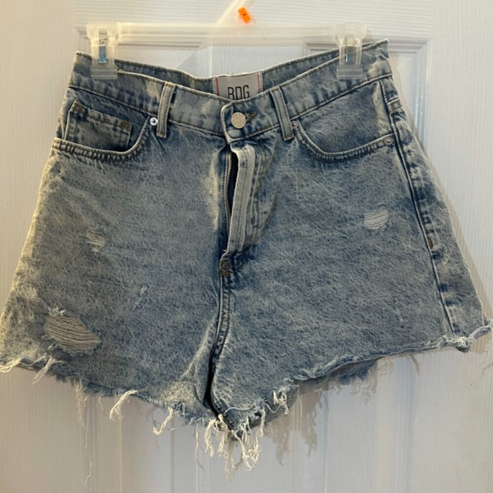 BDG High Waist Mom Distressed Denim Shorts